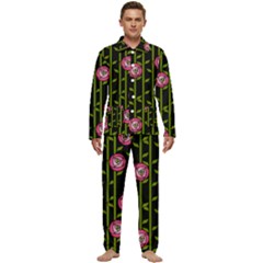 Abstract Rose Garden Men s Long Sleeve Velvet Pocket Pajamas Set