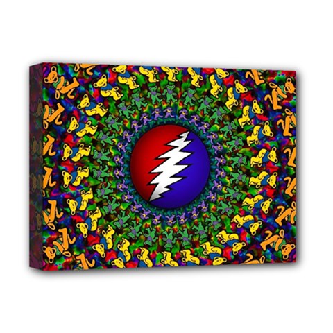 Grateful Dead Bear Pattern Deluxe Canvas 16  X 12  (stretched) 