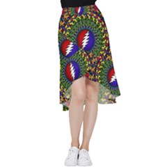 Grateful Dead Bear Pattern Frill Hi Low Chiffon Skirt