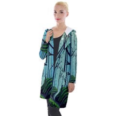 Nature Outdoors Night Trees Scene Forest Woods Light Moonlight Wilderness Stars Hooded Pocket Cardigan