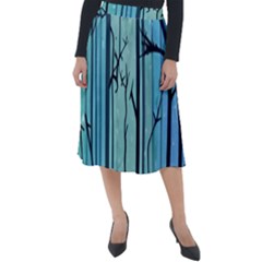 Nature Outdoors Night Trees Scene Forest Woods Light Moonlight Wilderness Stars Classic Velour Midi Skirt 