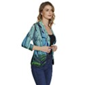 Nature Outdoors Night Trees Scene Forest Woods Light Moonlight Wilderness Stars Women s One-Button 3/4 Sleeve Short Jacket View3