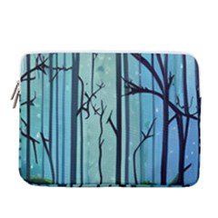 Nature Outdoors Night Trees Scene Forest Woods Light Moonlight Wilderness Stars 14  Vertical Laptop Sleeve Case With Pocket