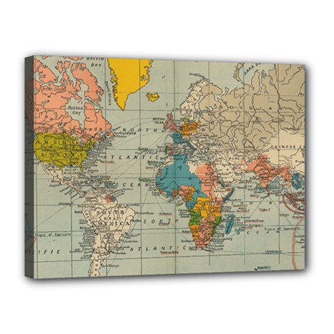 Vintage World Map Canvas 16  X 12  (stretched)