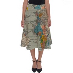 Vintage World Map Perfect Length Midi Skirt