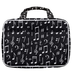Chalk Music Notes Signs Seamless Pattern Travel Toiletry Bag With Hanging Hook