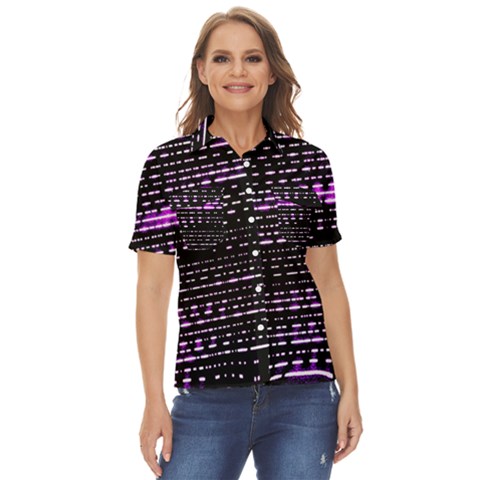 Purplestars Women s Short Sleeve Double Pocket Shirt by Sparkle