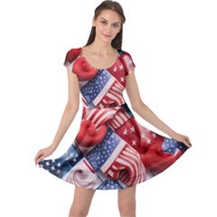 Us Presidential Election Colorful Vibrant Pattern Design  Cap Sleeve Dress by dflcprintsclothing