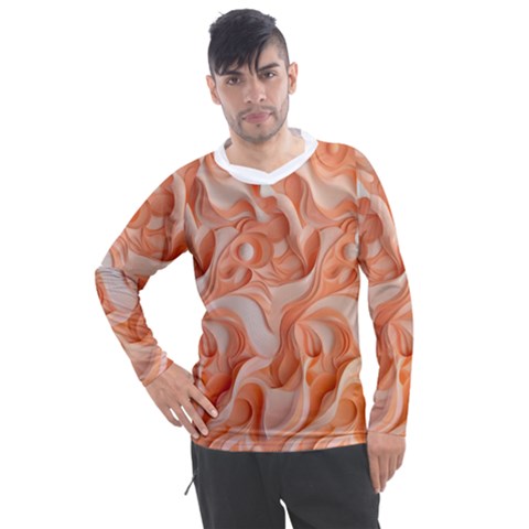 Peach Fuzz Elegant Print Abstract Design Men s Pique Long Sleeve T-shirt by dflcprintsclothing