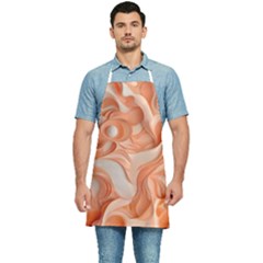 Peach Fuzz Elegant Print Abstract Design Kitchen Apron by dflcprintsclothing