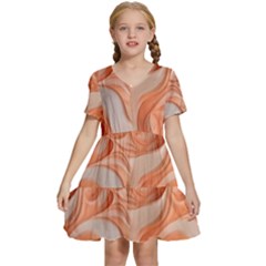 Peach Fuzz Elegant Print Abstract Design Kids  Short Sleeve Tiered Mini Dress by dflcprintsclothing