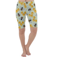 Bees Pattern Honey Bee Bug Honeycomb Honey Beehive Cropped Leggings 