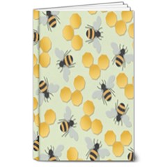 Bees Pattern Honey Bee Bug Honeycomb Honey Beehive 8  X 10  Hardcover Notebook