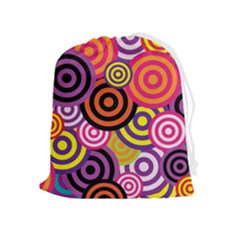 Abstract Circles Background Retro Drawstring Pouch (xl)