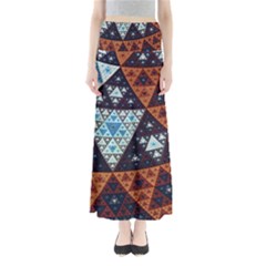 Fractal Triangle Geometric Abstract Pattern Full Length Maxi Skirt