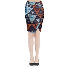 Fractal Triangle Geometric Abstract Pattern Midi Wrap Pencil Skirt