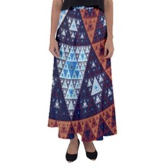 Fractal Triangle Geometric Abstract Pattern Flared Maxi Skirt