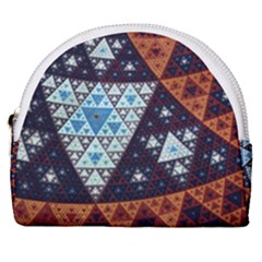 Fractal Triangle Geometric Abstract Pattern Horseshoe Style Canvas Pouch