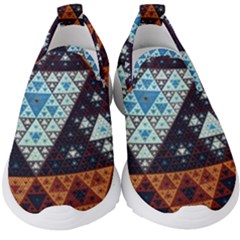 Fractal Triangle Geometric Abstract Pattern Kids  Slip On Sneakers