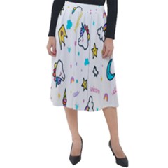 Unicorns Rainbows Seamless Pattern Classic Velour Midi Skirt 