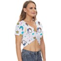 Unicorns Rainbows Seamless Pattern Twist Front Crop Top View3