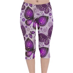 Butterflies Butterfly Insect Nature Velvet Capri Leggings 