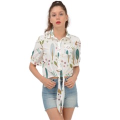 Pattern Sloth Woodland Tie Front Shirt  by Hannah976