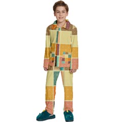 Square Cube Shape Colourful Kids  Long Sleeve Velvet Pajamas Set