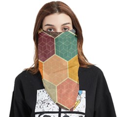 Abstract Hex Hexagon Grid Pattern Honeycomb Face Covering Bandana (triangle)