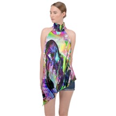 In Orbit Prismatic Halter Asymmetric Satin Top by MRNStudios