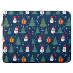 Snow Snowman Tree Christmas Tree 17  Vertical Laptop Sleeve Case With Pocket