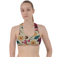 Autumn Leaves Colours Season Criss Cross Racerback Sports Bra