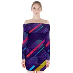 Colorful Abstract Background Long Sleeve Off Shoulder Dress