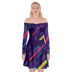 Colorful Abstract Background Off Shoulder Skater Dress