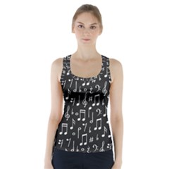 Chalk Music Notes Signs Seamless Pattern Racer Back Sports Top