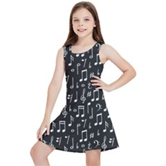 Chalk Music Notes Signs Seamless Pattern Kids  Lightweight Sleeveless Dress