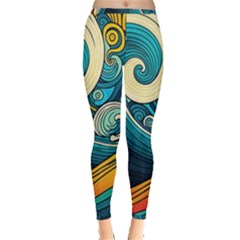 Waves Ocean Sea Abstract Whimsical Abstract Art 3 Inside Out Leggings