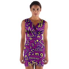 Background Doodles Math Wrap Front Bodycon Dress