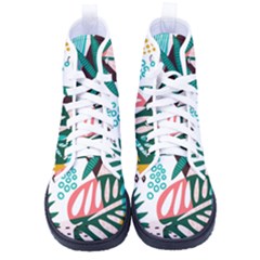 Abstract Seamless Pattern With Tropical Leaves Men s High-top Canvas Sneakers