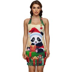 Schwarz Pandaweihnachten300dpi Sleeveless Wide Square Neckline Ruched Bodycon Dress by 2607694b