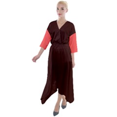 4 Farben 2 Quarter Sleeve Wrap Front Maxi Dress