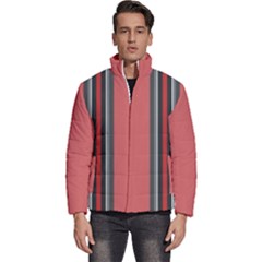 Rosa Grau Streifen Men s Puffer Bubble Jacket Coat by 2607694c