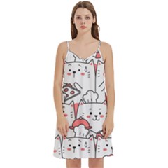 Cute Cat Chef Cooking Seamless Pattern Cartoon Mini Camis Dress With Pockets by Bedest