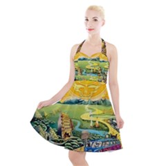 Grateful Dead Golden Road Halter Party Swing Dress 