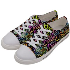 Graffiti Word Seamless Pattern Women s Low Top Canvas Sneakers