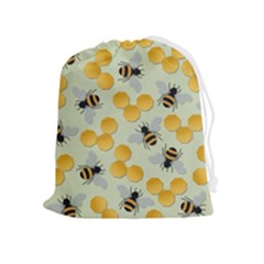 Bees Pattern Honey Bee Bug Honeycomb Honey Beehive Drawstring Pouch (xl) by Bedest