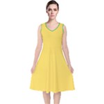 4 Farben V-Neck Midi Sleeveless Dress 
