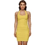 4 Farben Sleeveless Wide Square Neckline Ruched Bodycon Dress