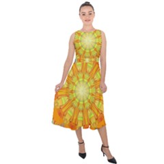 Sunshine-sunny-sun-abstract-yellow - Midi Tie-back Chiffon Dress by Ravend