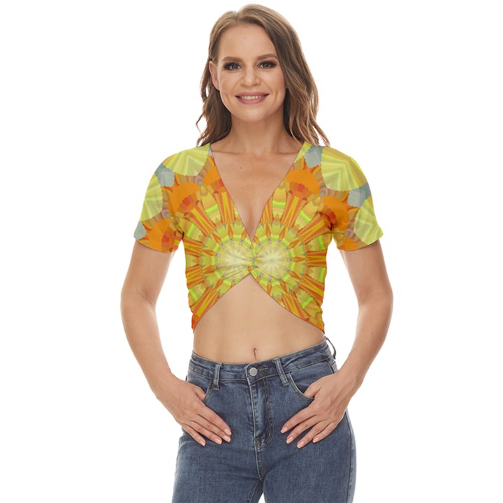 Sunshine-sunny-sun-abstract-yellow - Twist Front Crop Top